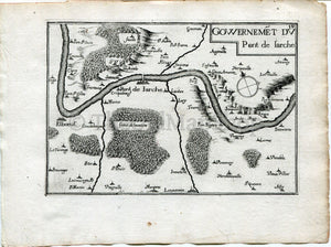 1634 Nicolas Tassin Antique Map, Pont-de-l'Arche, Alizay, Elbeuf, Louviers, Poses, Oissel, Lery, Ande, Eure, Normandy, France Carte, Print