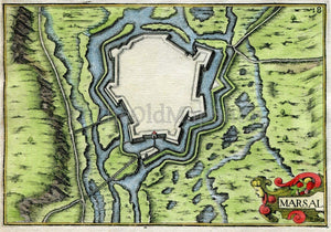 1634 Nicolas Tassin Antique Map Marsal, Fort, Fortified Town Plan, Moselle, France Carte, Print
