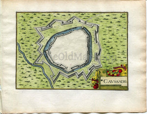 1634 Nicolas Tassin Antique Map Caussade, Fort, Fortified Town Plan, Tarn-et-Garonne, France Carte, Print