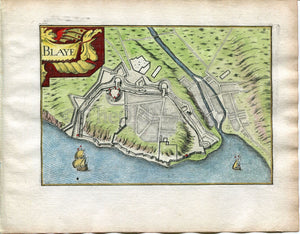 1634 Nicolas Tassin Antique Map Blaye, Fort, Fortress Plan, Gironde, Nouvelle-Aquitaine, France Carte, Print