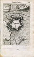 Hesdin, France Antique Print Map Fort Fortified Fortification Town Plan, 1672 Manesson Mallet "Les Travaux De Mars" Engraving