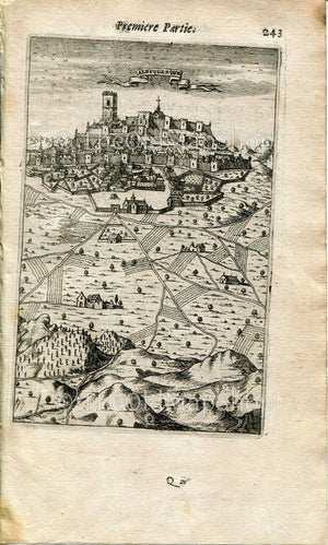 Alburquerque, Badajoz, Spain, Antique Print, Map, 1672 Manesson Mallet "Les Travaux De Mars" Bird's-eye View, not Albuquerque, New Mexico