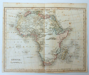c.1840 Africa, Antique Map, Print by John Dower, Hand Colored