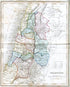 c.1840 Palestine, Israel, Jerusalem, Antique Map, Print by John Dower, Hand Colored