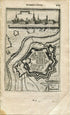 Gravelines, Nord, France Antique Print Map Fort Fortified Fortification Town Plan, 1672 Manesson Mallet "Les Travaux De Mars" Engraving