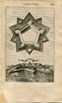 Fort of Santa Luzia, Elvas, Portugal, Antique Print Map Fort Fortified Fortification Town Plan, 1672 Manesson Mallet "Les Travaux De Mars"