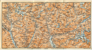 1899 Personico, Biasca, Rossa, Soazza, Mesocco, Chiavenna, Stampa, Casaccia, Maloja, Switzerland, Antique Baedeker Map, Print