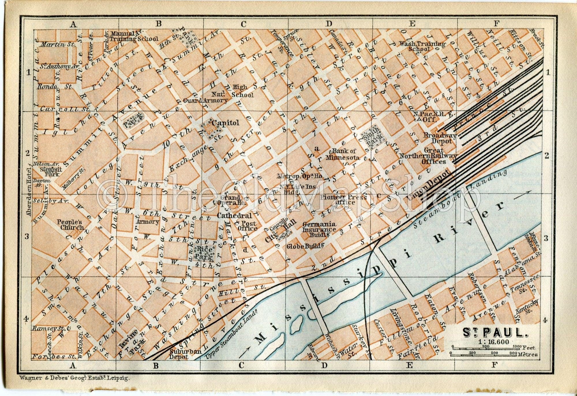 Vintage Map of St. Paul Minnesota - 1891 by CartographyAssociates