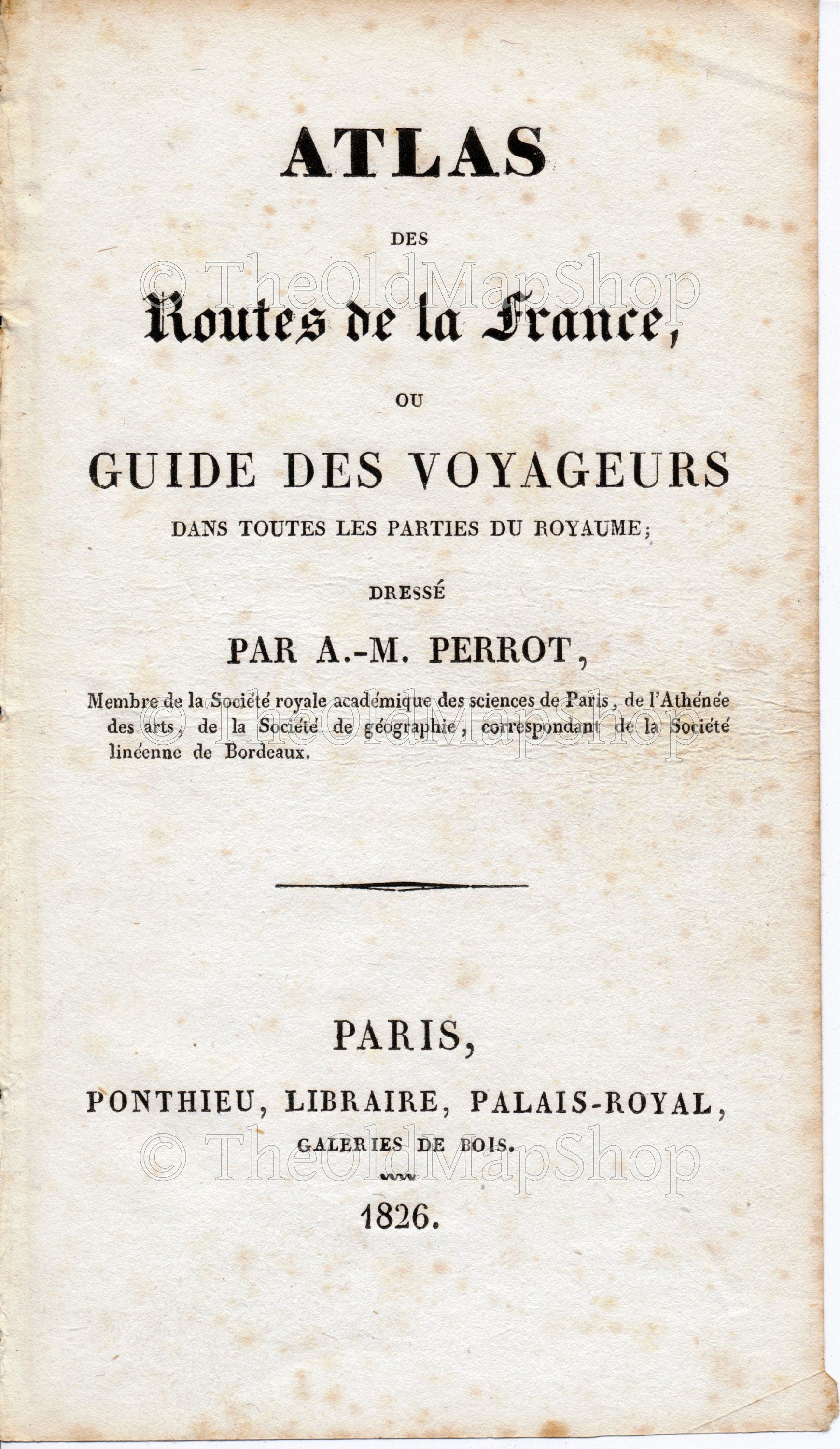 Rare 1826 A M Perrot Road Map - Le Mans, Alencon, Laval, Sainte-Suzanne, Sable-sur-Sarthe, La Fleche, Nantes, Nozay, Derval, France 41/42