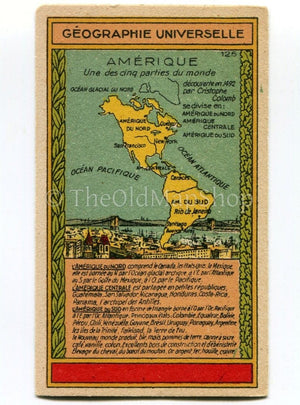 North America, South America, Canada, Antique Map c.1920 - A scarce advertising card for La Belle Jardiniere, shopping center, Paris France