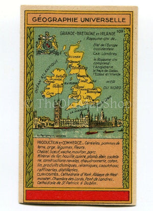 Great Britain, England, Ireland, Antique Map c.1920 - A scarce advertising card for La Belle Jardiniere, shopping center, Paris France