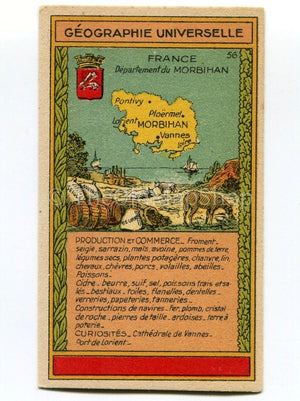 Morbihan, Brittany, France, Antique Map c.1920 - A scarce advertising card for La Belle Jardiniere, shopping center, Paris France