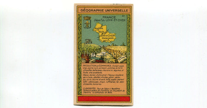 Loir-et-Cher, France, Antique Map c.1920 - A scarce advertising card for La Belle Jardiniere, shopping center, Paris France