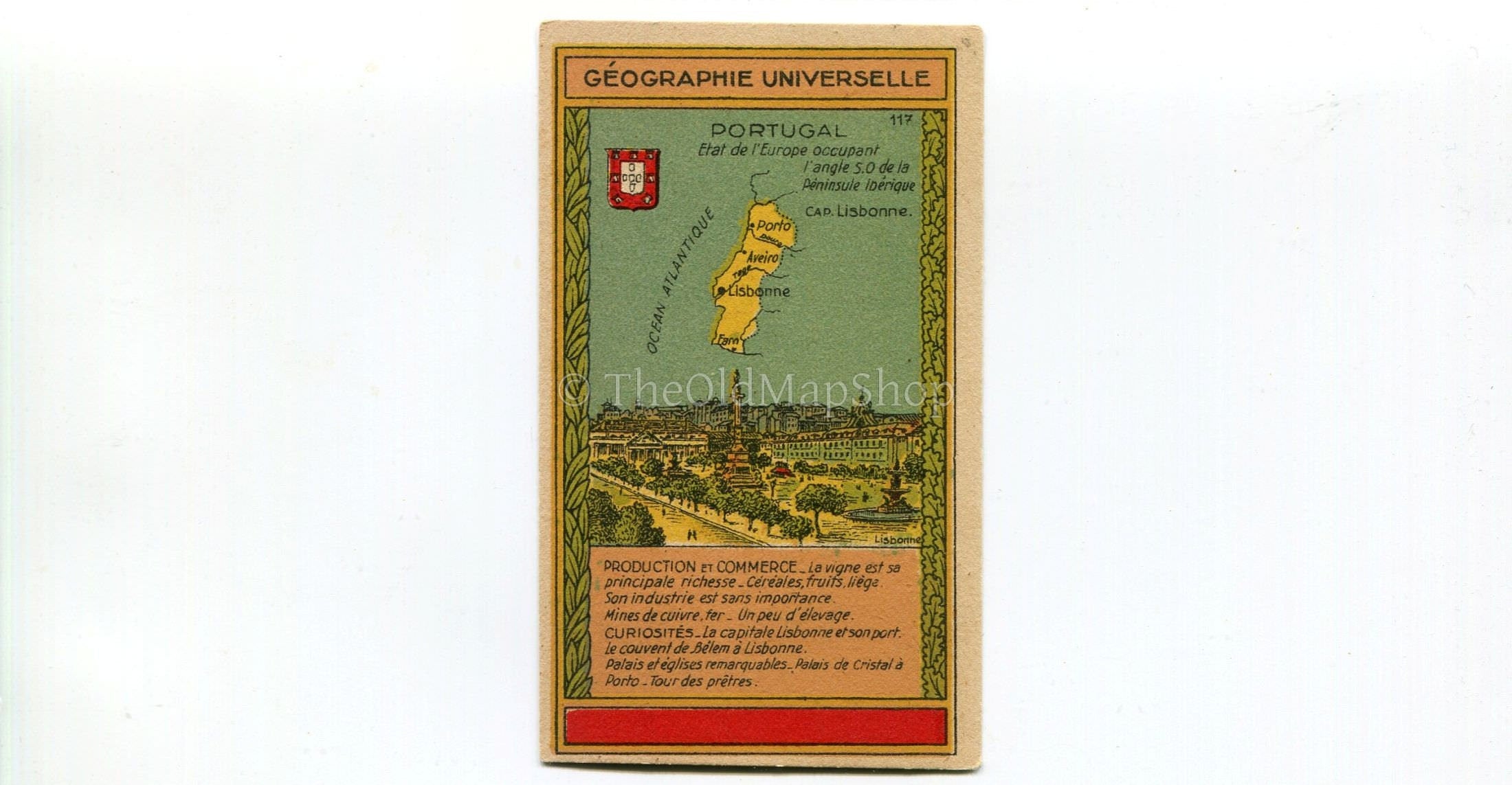 Portugal, Antique Map c.1920 - A scarce advertising card for La Belle Jardiniere, shopping center, Paris France