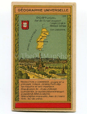Portugal, Antique Map c.1920 - A scarce advertising card for La Belle Jardiniere, shopping center, Paris France