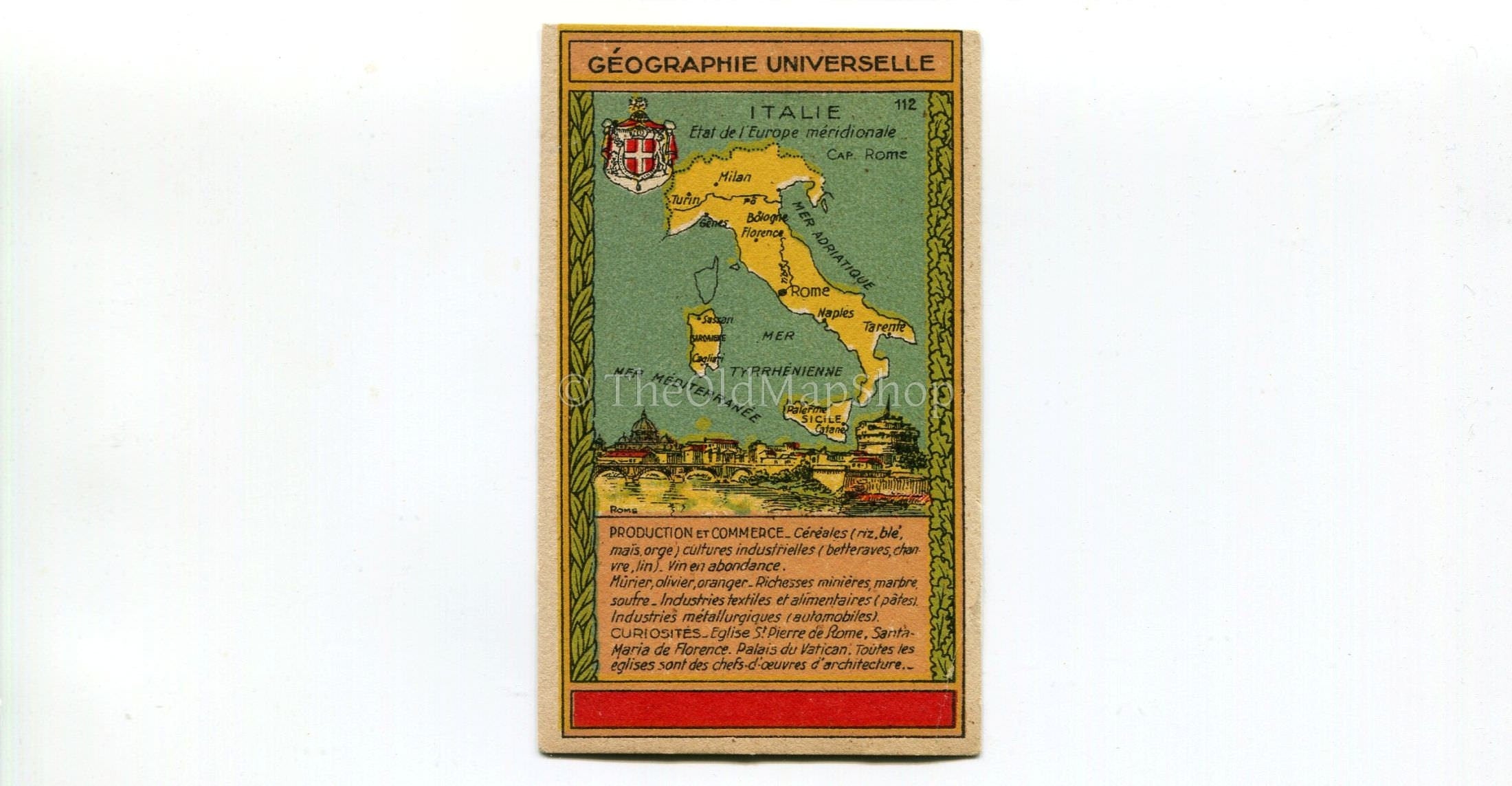 Italy, Antique Map c.1920 - A scarce advertising card for La Belle Jardiniere, shopping center, Paris France