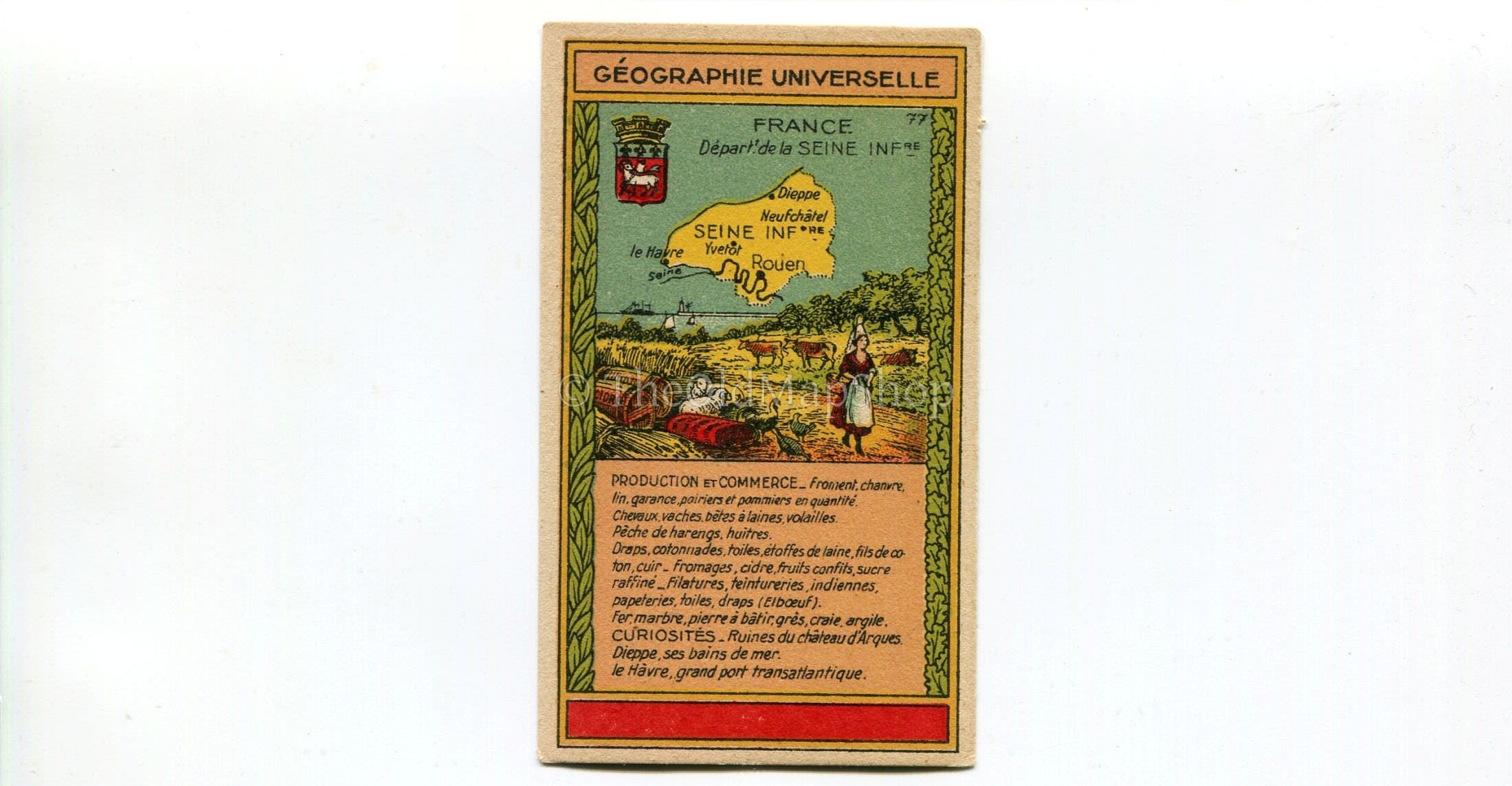 Seine-Maritime, France, Antique Map c.1920 - A scarce advertising card for La Belle Jardiniere, shopping center, Paris France