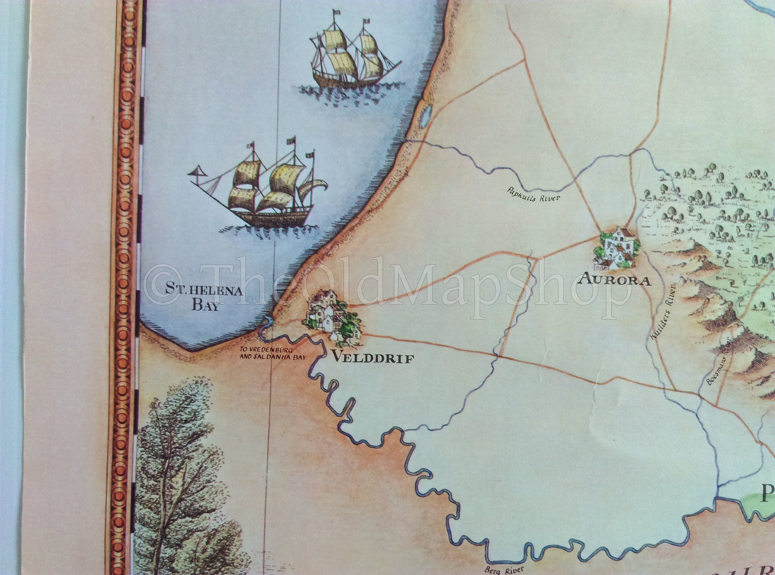 South Africa, Piquetberg Wine Region Vinyard Winery Map, 1973 Janice Ashby Pictorial Map, Poster