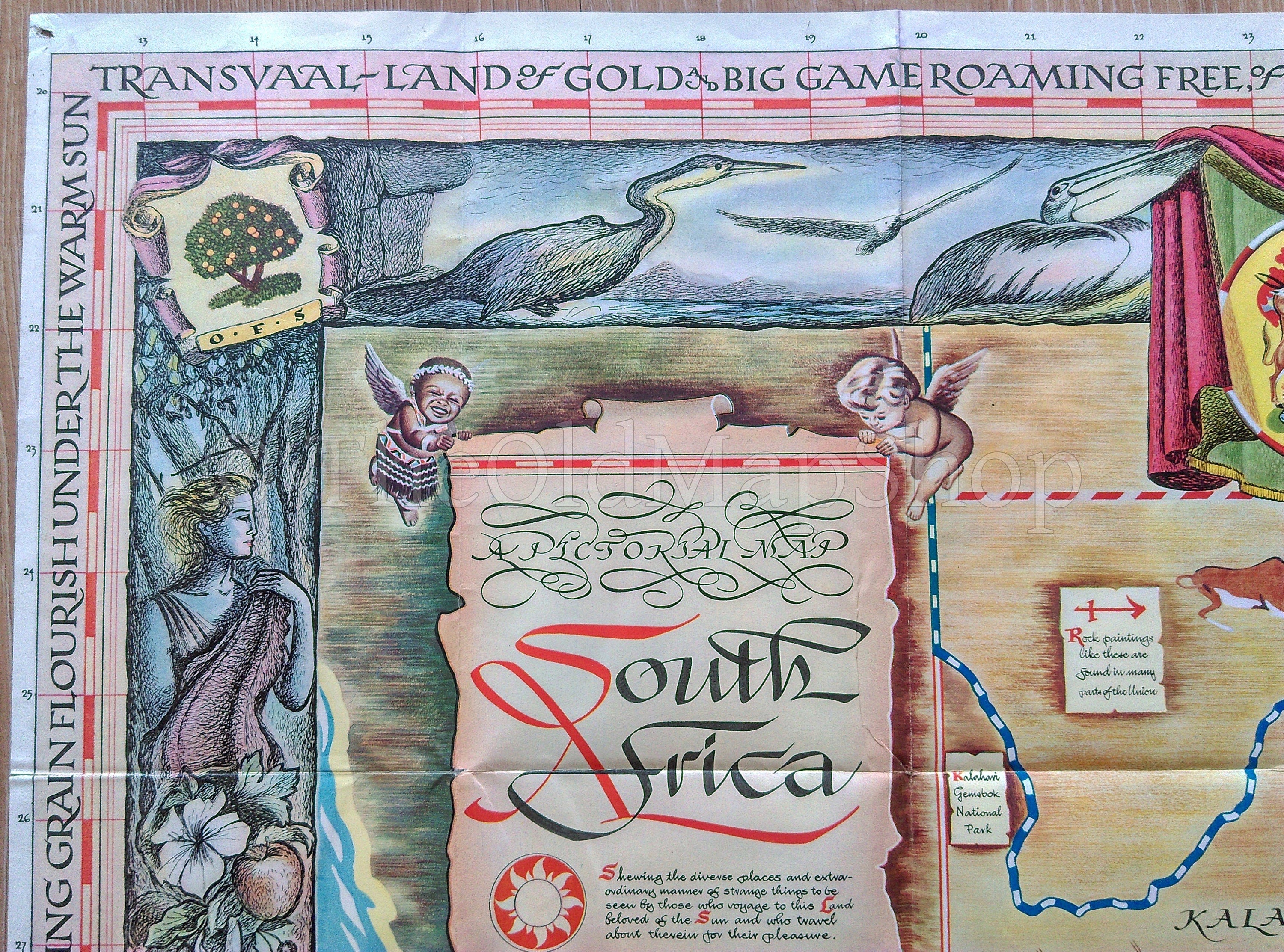 c.1950 South Africa Pictorial Map by Bernard Sargent