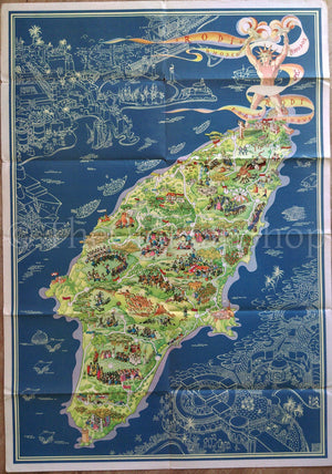 1935 Rhodes Greece Pictorial Map by Egon Huber Rodi