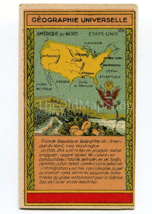 North America Antique Map c.1920 - A scarce advertising card for La Belle Jardiniere, shopping center, Paris France