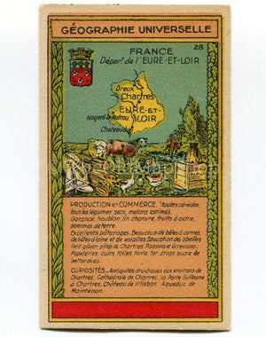 Eure-et-Loir, France, Antique Map c.1920 - A scarce advertising card for La Belle Jardiniere, shopping center, Paris France