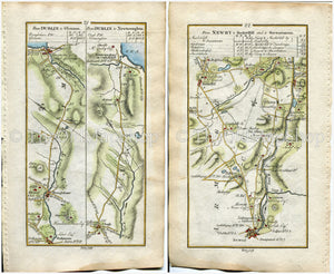 1778 Taylor & Skinner Antique Ireland Road Map 21/22 Ballymena Ballygarvey Broughshane Glenarm Clough Cushendall Newry Scarva Armagh Antrim