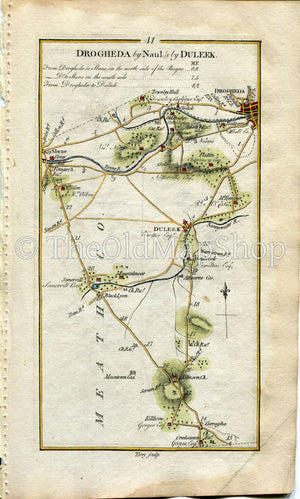 1778 Taylor & Skinner Antique Ireland Road Map 41/42 Dunleek Curragha Somerville Slane Drogheda Collon Ardee Naul County Meath