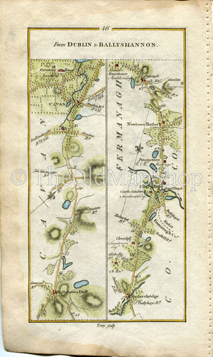 1778 Taylor & Skinner Antique Ireland Road Map 45/46 Navan Ardsallagh Kells Virginia Lough Ramor Ballyjamesduff Butlers Bridge Newtownbutler