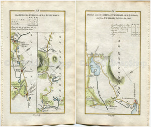 1778 Taylor & Skinner Antique Ireland Road Map 53/54 Cavan, Butlers Bridge, Belturbet, Enniskillen, Belcoo, Blacklion, County Fermanagh
