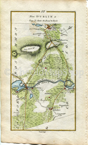 1778 Taylor & Skinner Antique Ireland Road Map 67/68 Ballymahon Moyvore Mearscourt Ballynacarrigy Keenagh Colehill Lanesborough Strokestown