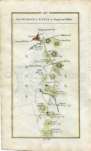 1778 Taylor & Skinner Antique Ireland Road Map 101/102 Limerick Bridgetown Broadford O'Callaghansmills Tulla Spancihill Ennis Clare