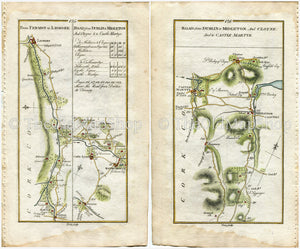 1778 Taylor & Skinner Antique Ireland Road Map 125/126 Fermoy Kilmurry Lismore Rathcormac Castlelyons Castlemartyr Cloyne Dungourney Cork