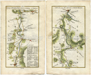 1778 Taylor & Skinner Antique Ireland Road Map 133/134 Leighlinbridge Oldleighlin Royaloak Borris Dunleckney Gowran Carlow Kilkenny Wexford