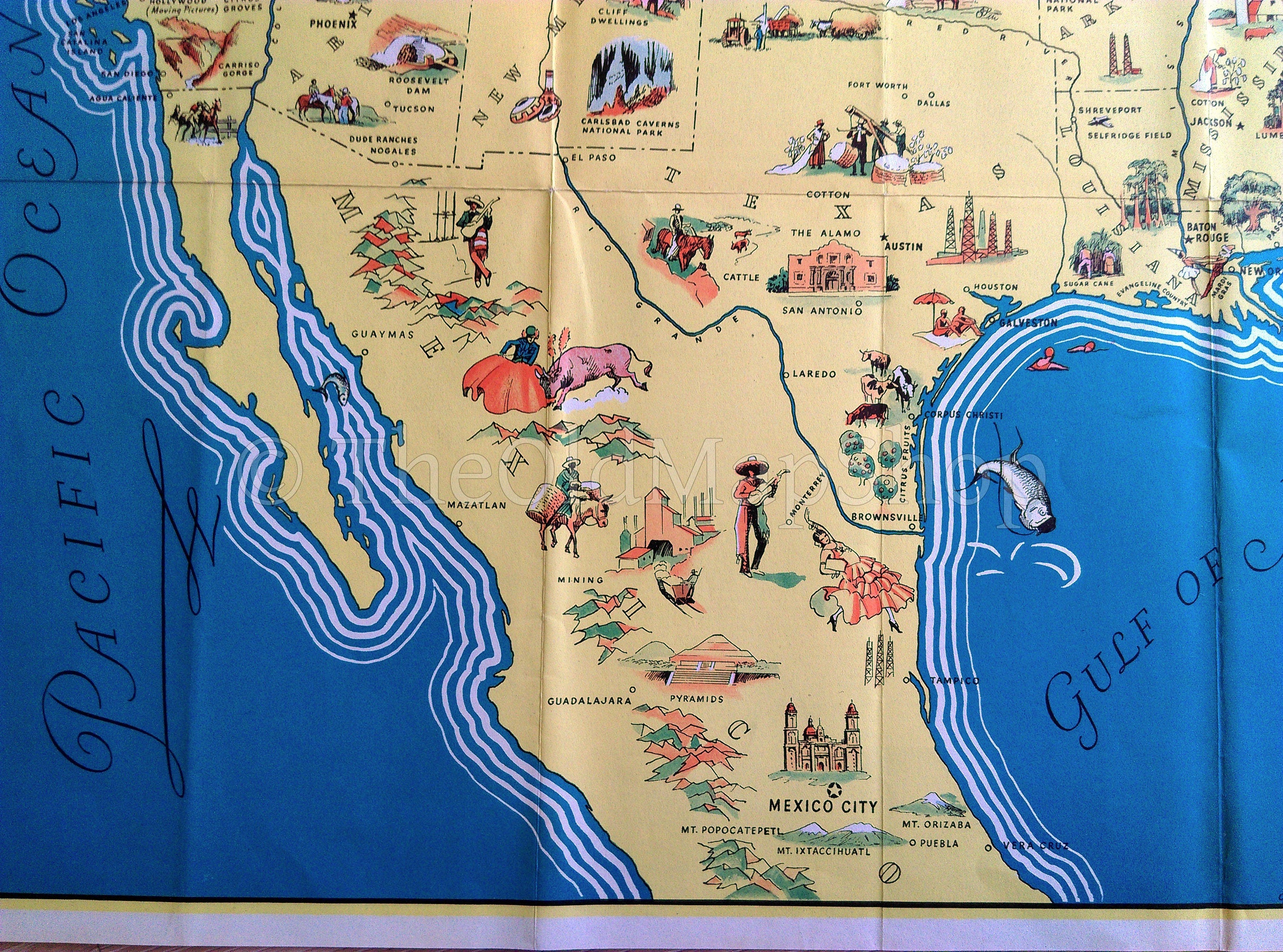 1936 North America Pictorial Map - America. Beauty • Wonders • Inspiration • Progress • Without End.