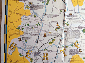 1950 Wayfarer Pictorial Map of Herts, Hertfordshire by Leo Vernon
