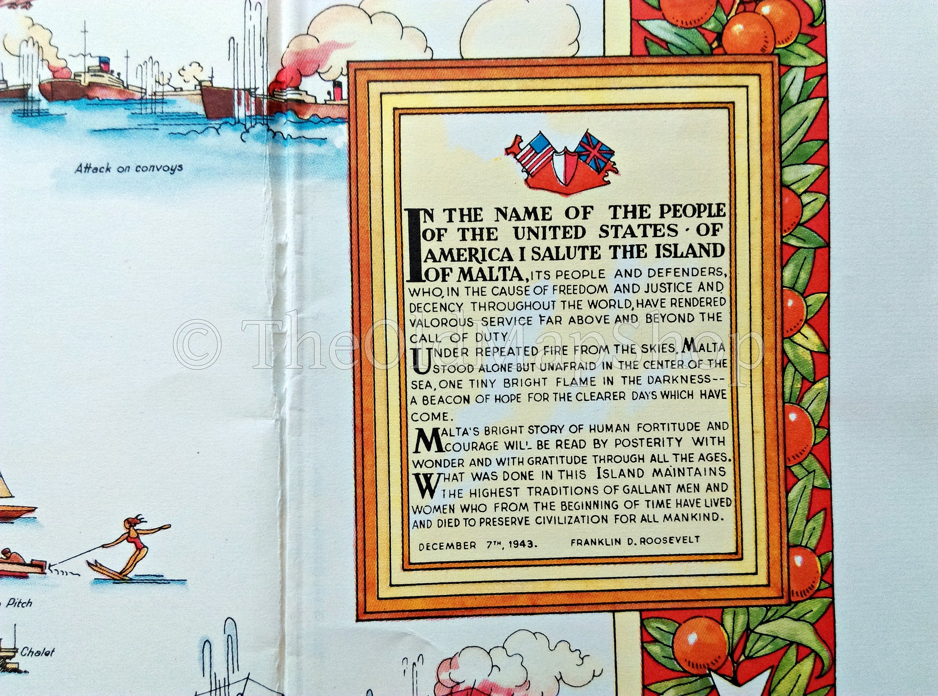 c.1950 Maltese Islands Pictorial Map by Aldo Ciqheri, Malta, Valletta, Gozo