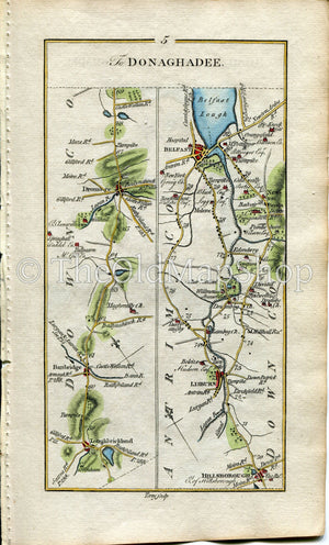 1778 Taylor & Skinner Antique Ireland Road Map 5/6 Loughbrickland Banbridge Dromore Hillsborough Lisburn Dunmurry Belfast Holywood Cultra