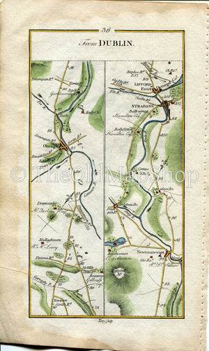 1778 Taylor & Skinner Antique Ireland Road Map 35/36 Aughnacloy Emyvale Clogher Ballygawley Omagh Newtownstewart Ardstraw Strabane Lifford