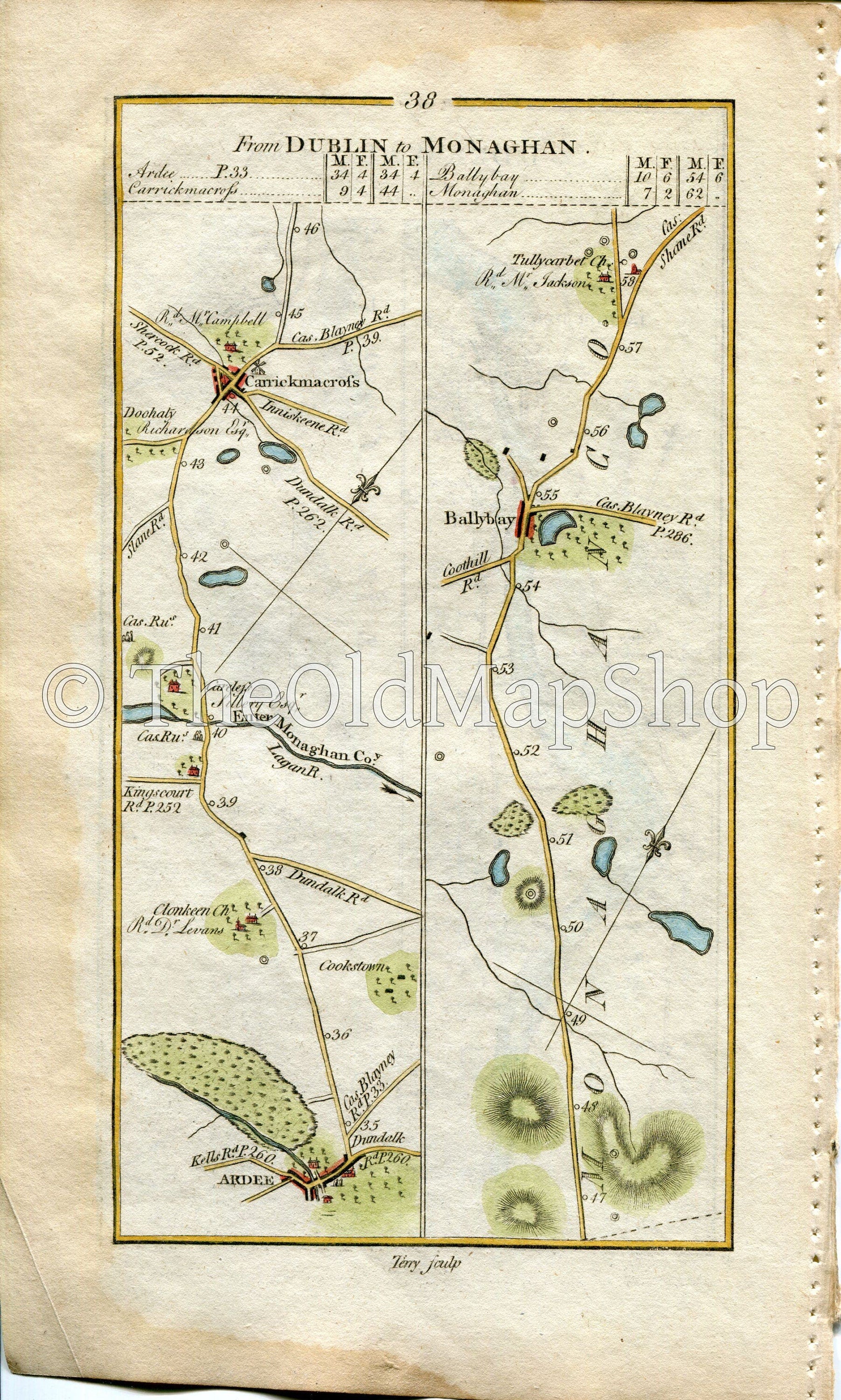 1778 Taylor & Skinner Antique Ireland Road Map 37/38 St Johnston Ballymagorry Carrigans Londonderry Lifford Ballindrait Raphoe Letterkenny