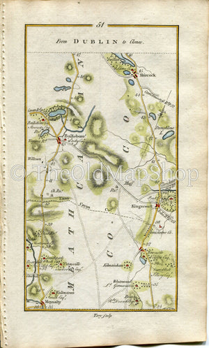 1778 Taylor & Skinner Antique Ireland Road Map 51/52 Moynalty Bailieborough Kingscourt Shercock Drum Clones Carrickmacross Monaghan Meath