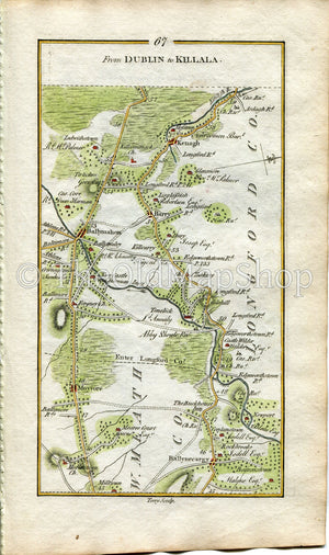 1778 Taylor & Skinner Antique Ireland Road Map 67/68 Ballymahon Moyvore Mearscourt Ballynacarrigy Keenagh Colehill Lanesborough Strokestown