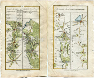 1778 Taylor & Skinner Antique Ireland Road Map 81/82 Clara Kilbeggan Ballycumber Ferbane Belmont Shannonbridge Ballinasloe Aughrim Loughrea