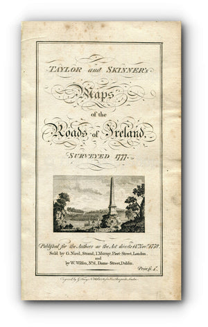 1778 Taylor & Skinner Ireland Road Map 41/42 Curragha, Dunleek, Somerville, Slane, Drogheda, Collon, Ardee, Naul, County Meath