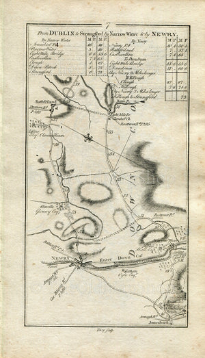 1778 Taylor & Skinner Antique Ireland Road Map 7/8 Newry Jonesborough Warrenpoint Rathfriland Castlewellan Bryansford Newcastle Dundrum