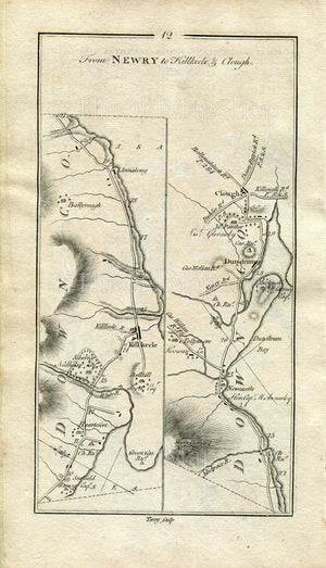 1778 Taylor & Skinner Antique Ireland Road Map 11/12 Newry Warrenpoint Dundalk Carlingford Rostrevor Kilkeel Annalong Newcastle Dundrum