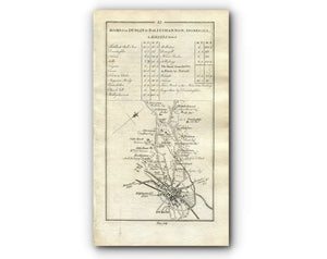 1778 Taylor & Skinner Ireland Road Map 43/44 Dublin Mulhuddart, Dunboyne, Dunshaughlin, Ratoath, Dunsany, Hill of Tara, Co. Meath Antique