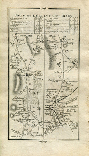 1778 Taylor & Skinner Antique Ireland Road Map 109/110 Castleisland Killarney Kenmare Portlaoise Maryborough Ballyroan Ballinakill Durrow