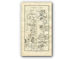 1778 Taylor & Skinner Antique Ireland Road Map 117/118 Newcastle Kill Rathcoole Naas Killashee Kilcullen Johnstown Moone Castledermot Carlow