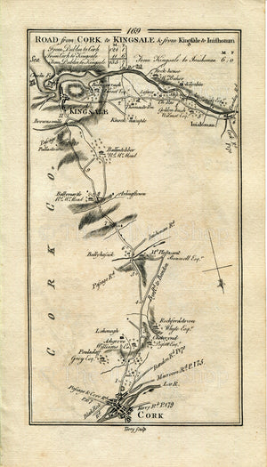 1778 Taylor & Skinner Antique Ireland Road Map 169/170 Cork Kinsale Shippool Inishannon Abbeybridge Bandon Shannonvale Clonakilty